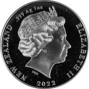 New Zealand One Dollar Apteryx Owenii Kiwi colourised 2022  Proof NEW ZEALAND .999 AG 1 OZ ELIZABETH II IRB 2022 coin obverse New Zealand One Dollar Apteryx Owenii Kiwi colourised 2022  Proof NEW ZEALAND .999 AG 1 OZ ELIZABETH II IRB 2022 coin obverse
