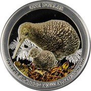 New Zealand One Dollar Apteryx Owenii Kiwi colourised 2022  Proof ONE DOLLAR LITTLE SPOTTED KIWI APTERYX OWENII coin reverse New Zealand One Dollar Apteryx Owenii Kiwi colourised 2022  Proof ONE DOLLAR LITTLE SPOTTED KIWI APTERYX OWENII coin reverse