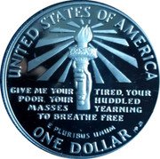 USA One Dollar (Centenary of the Statue of Liberty - Connecticut) UNITED STATES OF AMERICA GIVE ME YOUR TIRED, YOUR POOR, YOUR HUDDLED MASSES YEARNING TO BREATH FREE E PLURIBUS UNUM ONE DOLLAR MP JM coin reverse USA One Dollar (Centenary of the Statue of Liberty - Connecticut) UNITED STATES OF AMERICA GIVE ME YOUR TIRED, YOUR POOR, YOUR HUDDLED MASSES YEARNING TO BREATH FREE E PLURIBUS UNUM ONE DOLLAR MP JM coin reverse