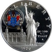 USA One Dollar (Centenary of the Statue of Liberty - New Jersey) L I B E R T Y THE GREAT SEAL OF THE STATE OF NEW JERSEY ELLIS ISLAND GATEWAY TO AMERICA IN GOD WE TRUST S 1986 coin obverse USA One Dollar (Centenary of the Statue of Liberty - New Jersey) L I B E R T Y THE GREAT SEAL OF THE STATE OF NEW JERSEY ELLIS ISLAND GATEWAY TO AMERICA IN GOD WE TRUST S 1986 coin obverse