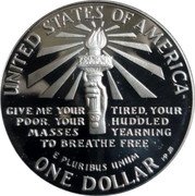 USA One Dollar (Centenary of the Statue of Liberty - New Jersey) UNITED STATES OF AMERICA GIVE ME YOUR TIRED, YOUR POOR, YOUR HUDDLED MASSES YEARNING TO BREATH FREE E PLURIBUS UNUM ONE DOLLAR MP JM coin reverse USA One Dollar (Centenary of the Statue of Liberty - New Jersey) UNITED STATES OF AMERICA GIVE ME YOUR TIRED, YOUR POOR, YOUR HUDDLED MASSES YEARNING TO BREATH FREE E PLURIBUS UNUM ONE DOLLAR MP JM coin reverse
