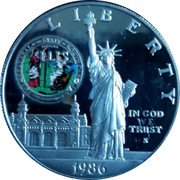 USA One Dollar (Centenary of the Statue of Liberty - North Carolina) L I B E R T Y THE GREAT SEAL OF THE STATE OF NORTH CAROLINA ELLIS ISLAND GATEWAY TO AMERICA ESSE QUAM VIDERI IN GOD WE TRUST S 1986 coin obverse USA One Dollar (Centenary of the Statue of Liberty - North Carolina) L I B E R T Y THE GREAT SEAL OF THE STATE OF NORTH CAROLINA ELLIS ISLAND GATEWAY TO AMERICA ESSE QUAM VIDERI IN GOD WE TRUST S 1986 coin obverse