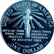 USA One Dollar (Centenary of the Statue of Liberty - North Carolina) UNITED STATES OF AMERICA GIVE ME YOUR TIRED, YOUR POOR, YOUR HUDDLED MASSES YEARNING TO BREATH FREE E PLURIBUS UNUM ONE DOLLAR MP JM coin reverse USA One Dollar (Centenary of the Statue of Liberty - North Carolina) UNITED STATES OF AMERICA GIVE ME YOUR TIRED, YOUR POOR, YOUR HUDDLED MASSES YEARNING TO BREATH FREE E PLURIBUS UNUM ONE DOLLAR MP JM coin reverse