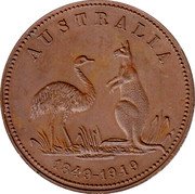 Australia One Penny Token One Penny 1949 AUSTRALIA 1849 - 1949 coin reverse Australia One Penny Token One Penny 1949 AUSTRALIA 1849 - 1949 coin reverse