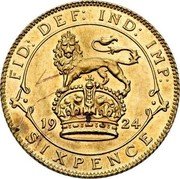 UK Six Pence (George V - Pattern) KM# PnE121 FID:DEF:IND:IMP: 19 24 SIX PENCE coin reverse UK Six Pence (George V - Pattern) KM# PnE121 FID:DEF:IND:IMP: 19 24 SIX PENCE coin reverse