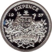 Australia Sixpence (King Edward VIII Tower Mint) SIXPENCE 19 37 AUSTRALIA coin reverse Australia Sixpence (King Edward VIII Tower Mint) SIXPENCE 19 37 AUSTRALIA coin reverse