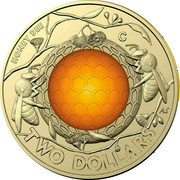 Australia Two Dollars Elizabeth II 6th Portrait Honey Bee 2022 C BU in Coincard HONEY BEE C AS TWO DOLLARS coin reverse Australia Two Dollars Elizabeth II 6th Portrait Honey Bee 2022 C BU in Coincard HONEY BEE C AS TWO DOLLARS coin reverse