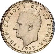 Spain Una Peseta (Juan Carlos I) JUAN CARLOS I REY DE ESPAÑA 1975 coin obverse