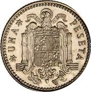 Spain Una Peseta (Juan Carlos I) PLUS ULTRA / UNA GRANDE LIBRE UNA PESETA coin reverse