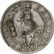 Russia Yefimok Alexey Mikhailovich Countermarked over Magdeburg Taler ND (1655)  1655 coin obverse Russia Yefimok Alexey Mikhailovich Countermarked over Magdeburg Taler ND (1655)  1655 coin obverse