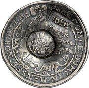 Russia Yefimok Alexey Mikhailovich Countermarked over Mansfeld-Friedburg Taler ND (1655)  1655 coin obverse Russia Yefimok Alexey Mikhailovich Countermarked over Mansfeld-Friedburg Taler ND (1655)  1655 coin obverse