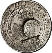 Russia Yefimok Alexey Mikhailovich Countermarked over Norway Speciedaler ND (1655)  1655 coin obverse Russia Yefimok Alexey Mikhailovich Countermarked over Norway Speciedaler ND (1655)  1655 coin obverse