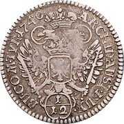 Austria 1/12 Thaler Charles VI 1740 KM# 1664 1/12 ARCHID AUST DUX BU COM TYR coin reverse
