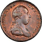 Austria 1/2 Kreuzer Joseph II 1772 W KM# 2052 IOS · II · D · G · R · I · S · A · GER · IER · REX · coin obverse Austria 1/2 Kreuzer Joseph II 1772 W KM# 2052 IOS · II · D · G · R · I · S · A · GER · IER · REX · coin obverse