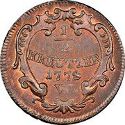Austria 1/2 Kreuzer Joseph II 1772 W KM# 2052 1/2 KREUTZER 1772 W. coin reverse Austria 1/2 Kreuzer Joseph II 1772 W KM# 2052 1/2 KREUTZER 1772 W. coin reverse