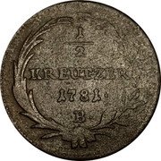 Austria 1/2 Kreuzer Joseph II 1781 B KM# 2053 1/2 KREUTZER 1781. B· coin reverse Austria 1/2 Kreuzer Joseph II 1781 B KM# 2053 1/2 KREUTZER 1781. B· coin reverse