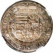 Austria 1/2 Thaler Ferdinand Karl 1654 KM# 983 DVX BVRGVNDIÆ COMES TYROLIS coin reverse Austria 1/2 Thaler Ferdinand Karl 1654 KM# 983 DVX BVRGVNDIÆ COMES TYROLIS coin reverse