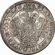 Austria 1/2 Thaler Leopold I Vienna 1693 KM# 1368 ARCHIDVX AVSTRIÆ DVX BVR CO TYR 1693 coin reverse Austria 1/2 Thaler Leopold I Vienna 1693 KM# 1368 ARCHIDVX AVSTRIÆ DVX BVR CO TYR 1693 coin reverse