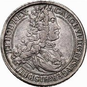 Austria 1/2 Thaler Karl VI Graz 1714 KM# 1546 CAROL VI D G R I S A HISP HU ET BO REX coin obverse Austria 1/2 Thaler Karl VI Graz 1714 KM# 1546 CAROL VI D G R I S A HISP HU ET BO REX coin obverse