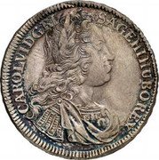 Austria 1/2 Thaler Karl VI Graz 1731 KM# 1643 CAROL VI D G R I S A GE HI HU BO REX coin obverse