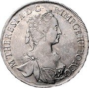 Austria 1/2 Thaler Maria Theresia Vienna 1753 KM# 1741 M THERESIA D G R IMP GE HU BO REG coin obverse Austria 1/2 Thaler Maria Theresia Vienna 1753 KM# 1741 M THERESIA D G R IMP GE HU BO REG coin obverse