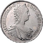 Austria 1/2 Thaler Maria Theresia Vienna 1761 KM# 1822 M THERESIA D G R IMP GE HU BO REG coin obverse Austria 1/2 Thaler Maria Theresia Vienna 1761 KM# 1822 M THERESIA D G R IMP GE HU BO REG coin obverse