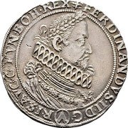 Austria 1/2 Thaler (Ferdinand II Vienna) KM# 261 FERDINANDVS II D G (V) R I S AVG G HVN BOH REX coin obverse Austria 1/2 Thaler (Ferdinand II Vienna) KM# 261 FERDINANDVS II D G (V) R I S AVG G HVN BOH REX coin obverse
