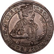 Austria 1/2 Thaler (Leopold V Hall) KM# 592.1 LEOPOLDVS D G ARCHIDVX AVSTRI 1 6 3 2 coin obverse Austria 1/2 Thaler (Leopold V Hall) KM# 592.1 LEOPOLDVS D G ARCHIDVX AVSTRI 1 6 3 2 coin obverse