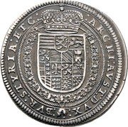 Austria 1/2 Thaler (Ferdinand II Graz) KM# 446 ARCHI AVST DVX BVR STYRIA ETC coin reverse