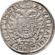 Austria 1/2 Thaler (Ferdinand II Vienna) KM# 514 ARCHID AVS DVX BVR CO TYR C 1630 coin reverse Austria 1/2 Thaler (Ferdinand II Vienna) KM# 514 ARCHID AVS DVX BVR CO TYR C 1630 coin reverse