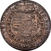 Austria 1/2 Thaler (Leopold V Hall) KM# 592.1 DVX BVRGUNDIÆ COMES TIROLIS coin reverse Austria 1/2 Thaler (Leopold V Hall) KM# 592.1 DVX BVRGUNDIÆ COMES TIROLIS coin reverse