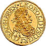 Austria 1/3 Ducat Leopold I Vienna 1675 KM# 1284 LEOPOLDVS D G R I (1/3) S A G H B REX coin obverse