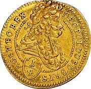 Austria 1/4 Ducat Leopold I Vienna 1694 KM# 1377 LEOPOLDVS D G R I S A GE H BO REX coin obverse Austria 1/4 Ducat Leopold I Vienna 1694 KM# 1377 LEOPOLDVS D G R I S A GE H BO REX coin obverse
