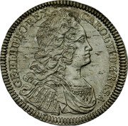 Austria 1/4 Thaler Karl VI Hall 1734 KM# 1618.2 CAROL VI D G R I S A GE HI HU BO REX coin obverse Austria 1/4 Thaler Karl VI Hall 1734 KM# 1618.2 CAROL VI D G R I S A GE HI HU BO REX coin obverse