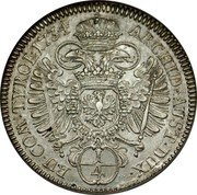 Austria 1/4 Thaler Karl VI Hall 1734 KM# 1618.2 1/4 ARCHID AUST DUX BU COM TYROL coin reverse Austria 1/4 Thaler Karl VI Hall 1734 KM# 1618.2 1/4 ARCHID AUST DUX BU COM TYROL coin reverse