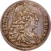 Austria 1/4 Thaler Karl VI Hall 1740 KM# 1666 CAROL VI D G R I S A GE HI HU BO REX coin obverse Austria 1/4 Thaler Karl VI Hall 1740 KM# 1666 CAROL VI D G R I S A GE HI HU BO REX coin obverse
