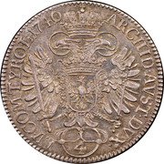 Austria 1/4 Thaler Karl VI Hall 1740 KM# 1666 1/4 ARCHID AVST DVX BV COM TYROL coin reverse Austria 1/4 Thaler Karl VI Hall 1740 KM# 1666 1/4 ARCHID AVST DVX BV COM TYROL coin reverse