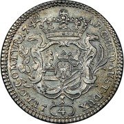 Austria 1/4 Thaler Maria Theresia Hall 1742 KM# 1695 1/4 ARCHID AVST DUX BURG COM TYR coin reverse Austria 1/4 Thaler Maria Theresia Hall 1742 KM# 1695 1/4 ARCHID AVST DUX BURG COM TYR coin reverse