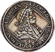 Austria 1/4 Thaler Leopold I Graz 1694 IA KM# 1376 1/4 LEOPOLD9 D G RO I S A GER HVNG ET BOH REX coin obverse Austria 1/4 Thaler Leopold I Graz 1694 IA KM# 1376 1/4 LEOPOLD9 D G RO I S A GER HVNG ET BOH REX coin obverse