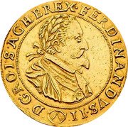 Austria 10 Ducat Ferdinand II 1628 (c) KM# 622 FERDINANDVS II D G RO I S A G H B REX coin obverse Austria 10 Ducat Ferdinand II 1628 (c) KM# 622 FERDINANDVS II D G RO I S A G H B REX coin obverse