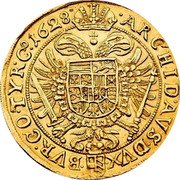 Austria 10 Ducat Ferdinand II 1628 (c) KM# 622 ARCHID AVS DVX BVR CO TYR C 1628 coin reverse Austria 10 Ducat Ferdinand II 1628 (c) KM# 622 ARCHID AVS DVX BVR CO TYR C 1628 coin reverse