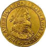 Austria 10 Ducat Ferdinand III Vienna 1645 (b) KM# 926 FERDINANDVS III D G 10 R I S AV G H BO REX coin obverse Austria 10 Ducat Ferdinand III Vienna 1645 (b) KM# 926 FERDINANDVS III D G 10 R I S AV G H BO REX coin obverse