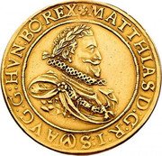 Austria 10 Ducat Matthias II Vienna 1614 KM# 192 MATTHIAS D G R I S AVG G HVN BO REX coin obverse Austria 10 Ducat Matthias II Vienna 1614 KM# 192 MATTHIAS D G R I S AVG G HVN BO REX coin obverse