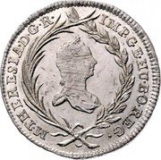 Austria 10 Kreuzer Maria Theresia Vienna 1754 KM# 1810 M THERESIA D G R IMP GE HU BO REG coin obverse Austria 10 Kreuzer Maria Theresia Vienna 1754 KM# 1810 M THERESIA D G R IMP GE HU BO REG coin obverse