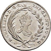 Austria 10 Kreuzer Maria Theresia Graz 1764 KM# 1808 M THERESIA D G R IMP GE HU BO REG coin obverse Austria 10 Kreuzer Maria Theresia Graz 1764 KM# 1808 M THERESIA D G R IMP GE HU BO REG coin obverse