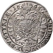 Austria 15 Kreuzer Leopold I Graz 1665 SH KM# 1235 16 65 ARCHID AVS DV X BV STYRIÆ coin reverse Austria 15 Kreuzer Leopold I Graz 1665 SH KM# 1235 16 65 ARCHID AVS DV X BV STYRIÆ coin reverse