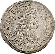 Austria 15 Kreuzer Leopold I St Veit 1675 G-S KM# 1280 15 LEOPOLDVS D G R I S A G H E B REX coin obverse Austria 15 Kreuzer Leopold I St Veit 1675 G-S KM# 1280 15 LEOPOLDVS D G R I S A G H E B REX coin obverse