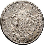 Austria 15 Kreuzer Karl VI Graz 1728 KM# 1624 ARCHID AUSTR DUX BURG & STYRIÆ XV coin reverse Austria 15 Kreuzer Karl VI Graz 1728 KM# 1624 ARCHID AUSTR DUX BURG & STYRIÆ XV coin reverse