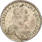 Austria 15 Kreuzer Maria Theresia Vienna 1748 KM# 1755 M THERESIA D G R IMP GE HU BO REG coin obverse Austria 15 Kreuzer Maria Theresia Vienna 1748 KM# 1755 M THERESIA D G R IMP GE HU BO REG coin obverse