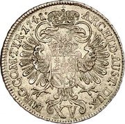 Austria 15 Kreuzer Maria Theresia Vienna 1748 KM# 1755 ARCHID AUST DUX BURG COM TYR XV coin reverse Austria 15 Kreuzer Maria Theresia Vienna 1748 KM# 1755 ARCHID AUST DUX BURG COM TYR XV coin reverse